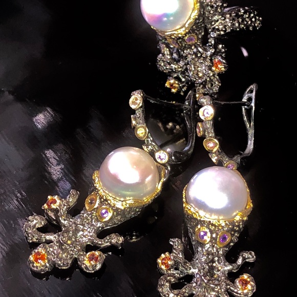 Beautiful Natural Pearl Sterling Silver Earrings